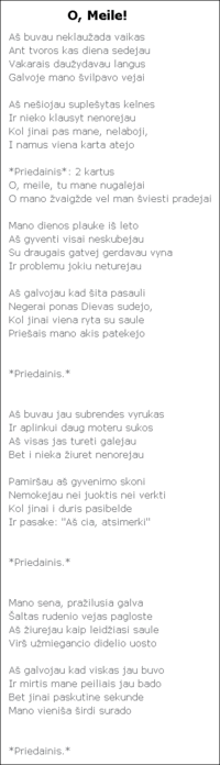 O, Meile! lyrics
