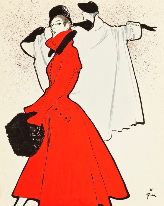 Rene-Gruau-the-red-coat-1950 (556x700, 276Kb)