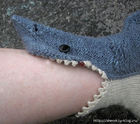 схема вязания спицами носки акула
