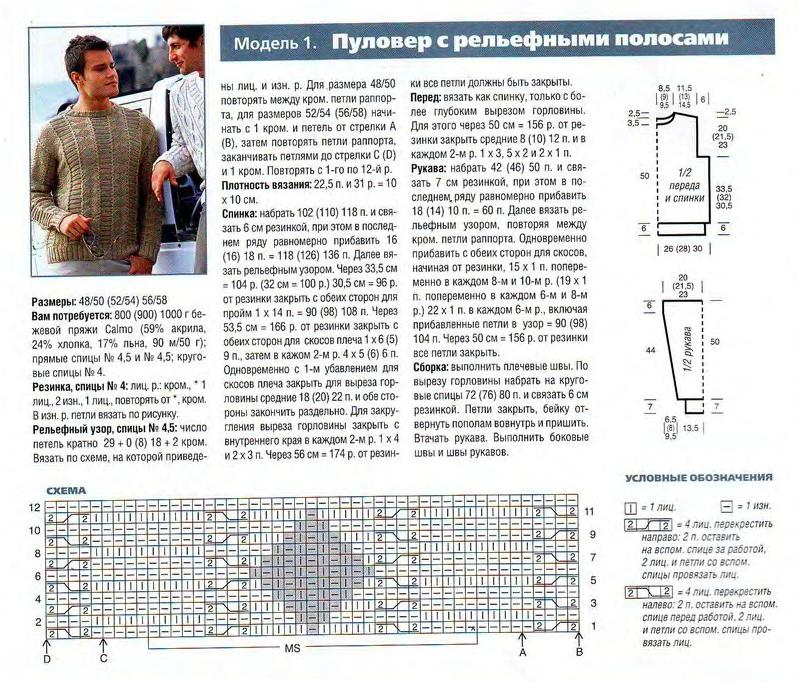 Вязание и схемы мужских джемперов Вязание и схемы мужских джемперов