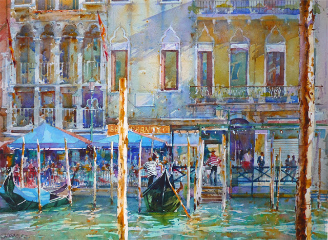 Geoffrey Wynne Watercolour Acuarela Grand Canal Venice Venecia Venezia (640x468, 431Kb)