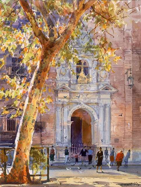 Geoffrey Wynne watercolour Grenade Church basilica de las angustias granada eglise aquarelle (484x640, 502Kb)