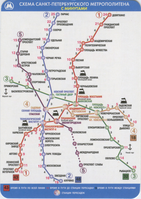 схема метро в минутах