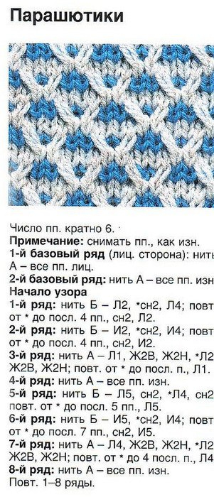 Вязание спицами узор из двух цветов