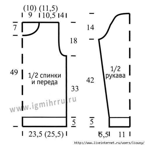 Вязаный свитер спицами