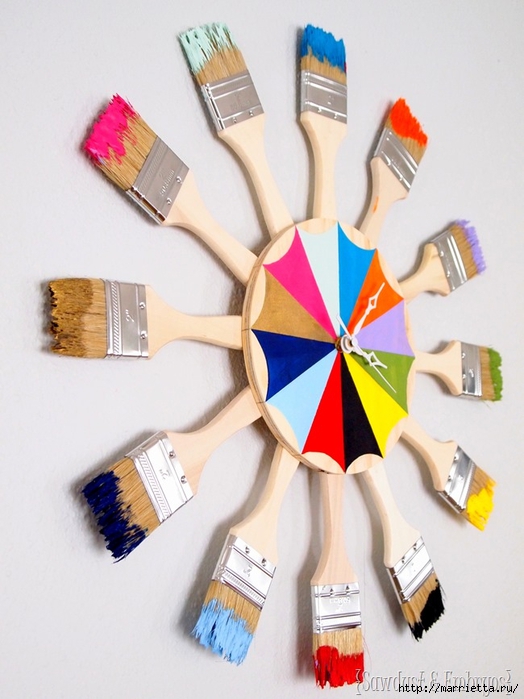 Креативные часы из кисточек и разноцветной краски (2) (524x700, 227Kb)