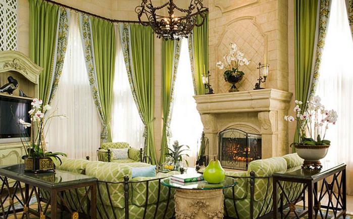 Очарование зелёного цвета: 15 потрясающих гостиных