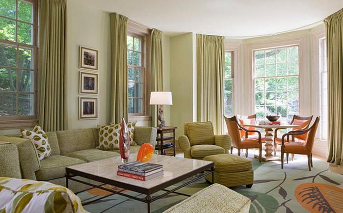 Очарование зелёного цвета: 15 потрясающих гостиных