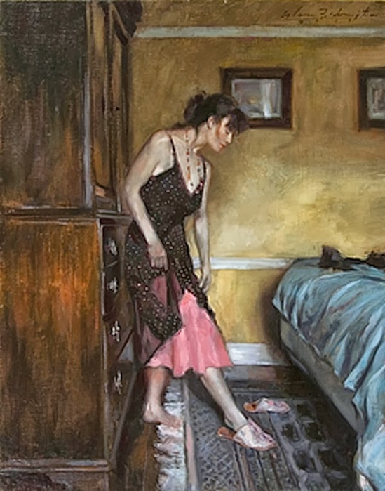PINK SLIPPERS - OIL ON LINEN ON PANEL (549x700, 349Kb)