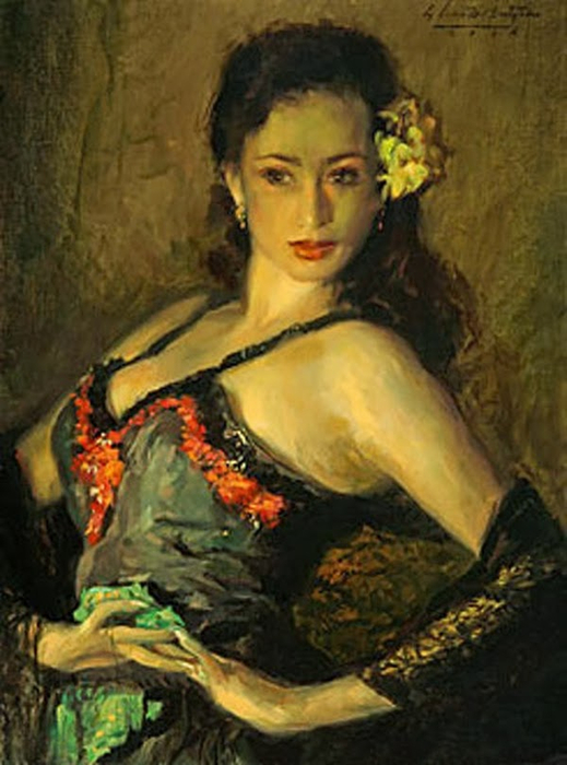 DANCER WITH BLACK LACE - OIL ON LINEN ON BOARD (519x700, 337Kb)