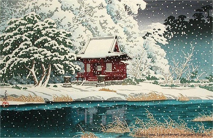 Snow at Benten Shrine, Inokashira (678x440, 336Kb)
