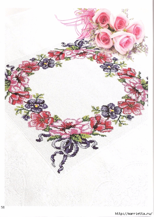 цветочная вышивка на скатерти. схемы (4) (497x700, 295Kb)