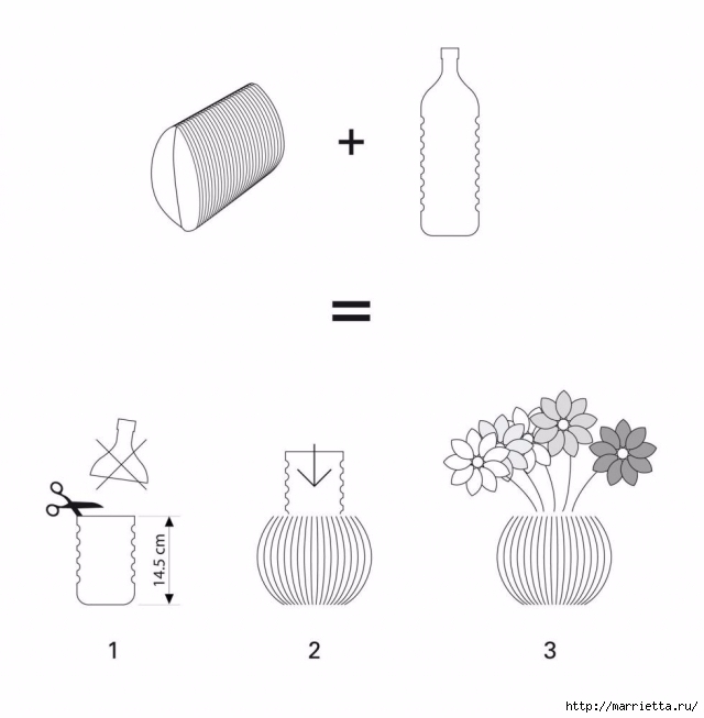 Креативная ваза из картона (1) (640x653, 102Kb)