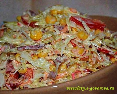 Салаты из крабовых палочек и колбасой рецепты с Салаты из крабовых палочек и колбасой рецепты с