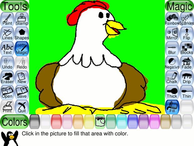 Tux Paint работает на платформах Linux. Mac OS X, Solaris, NetBSD и