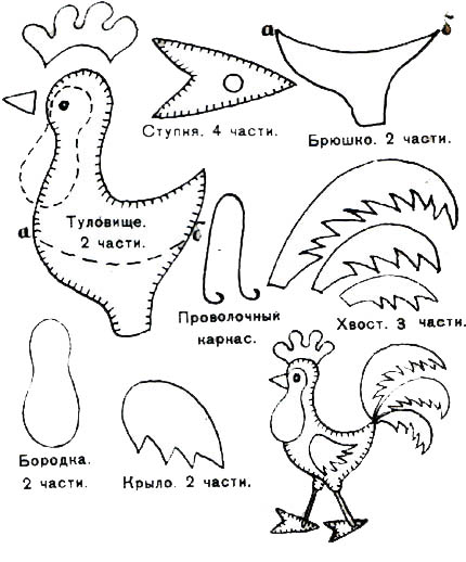 Петух из фетра выкройки Петух из фетра выкройки