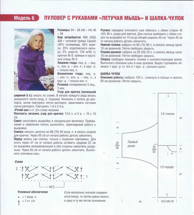 Вязание спицами рукав летучая мышь снизу схема