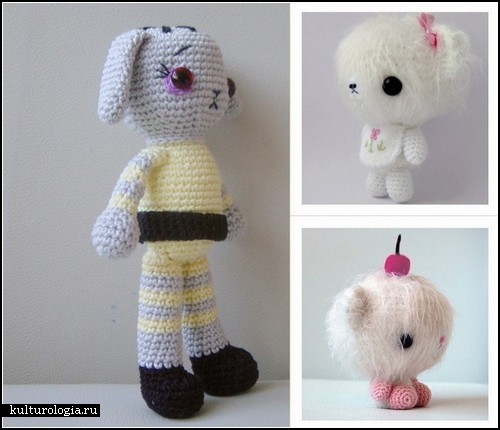 Кавайные японские игрушки в стиле амигуруми (amigurumi) .