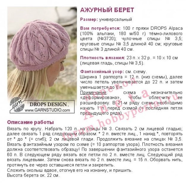 Как связать берет спицами с описанием и схемами Как связать берет спицами с описанием и схемами