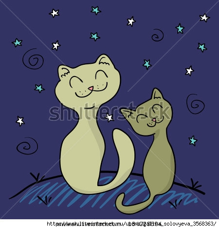 stock-vector-two-cats-under-the-night-sky-134023694 (450x470, 84Kb)