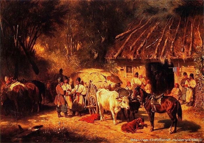 чумаки Чумаки перед корчмою.__Юзеф Брандт (1841 - 1915) _XL (700x492, 386Kb)