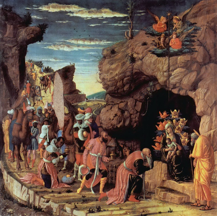 6 Mantegna, Andrea.  Adorația Magilor (1464).  Florența.  Galeria Uffizi (700x696, 983Kb)