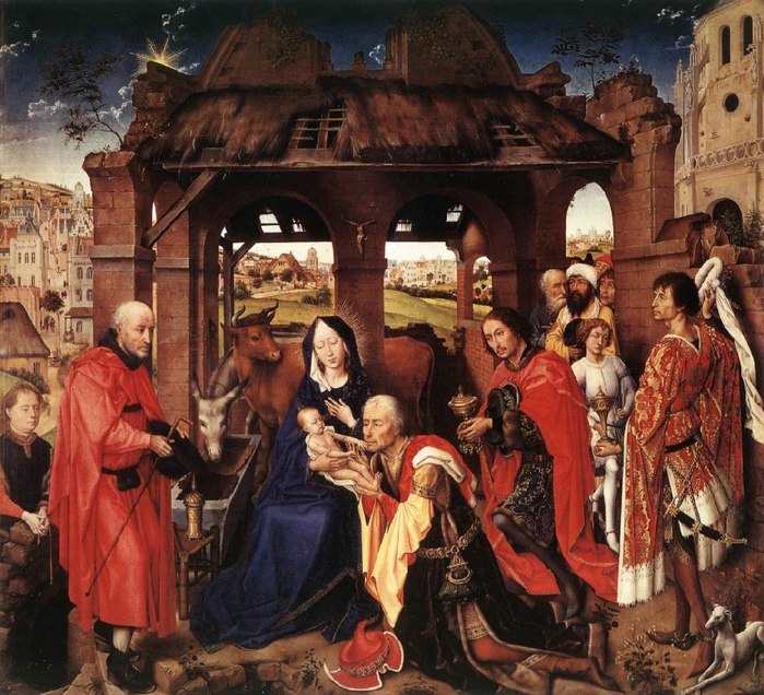 8 Rogier van der Weyden.  Adorația Magilor (700x636, 809Kb)