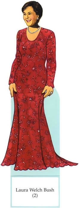 Laura Bush in red dress (265x694, 76Kb)