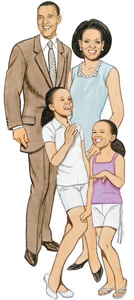 Obama n family plus 2 outfits (269x600, 96Kb)