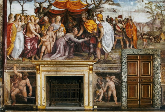 Семейство Дария перед Александром Македонским.  ок. 1517  Фреска. Вилла Фарнезина, Рим (700x474, 137Kb)