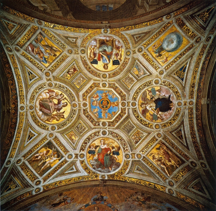 Содома и Рафаэль Санти. Роспись свода Станца делла Сеньятура. 1508   Ватикан. (700x684, 442Kb)