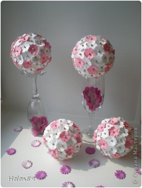 Красивые цветы-шары из ватных палочек