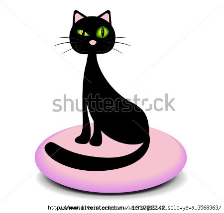 stock-vector-elegant-black-cat-sitting-on-a-pink-pillow-and-screws-up-his-eyes-131082242 (450x429, 49Kb)