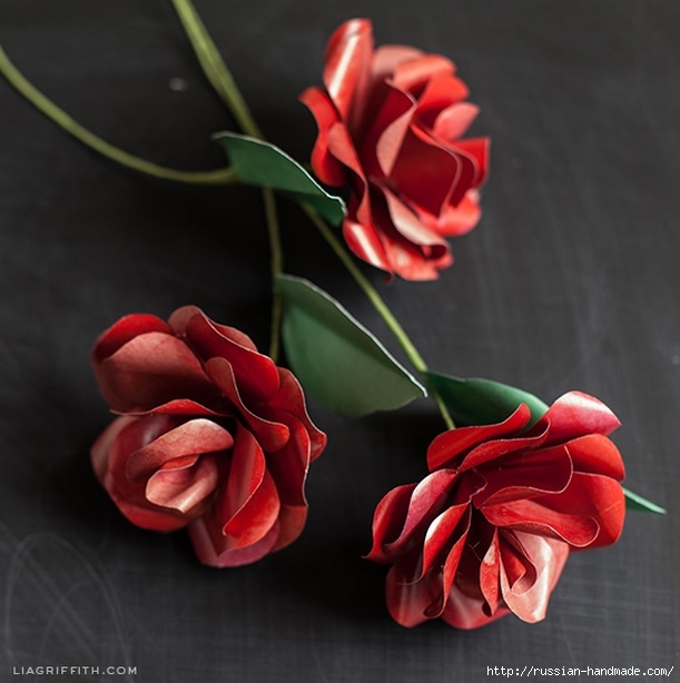 Розы из бумаги ко дню Святого Валентина. Шаблоны для распечатки (1) (611x614, 160Kb)
