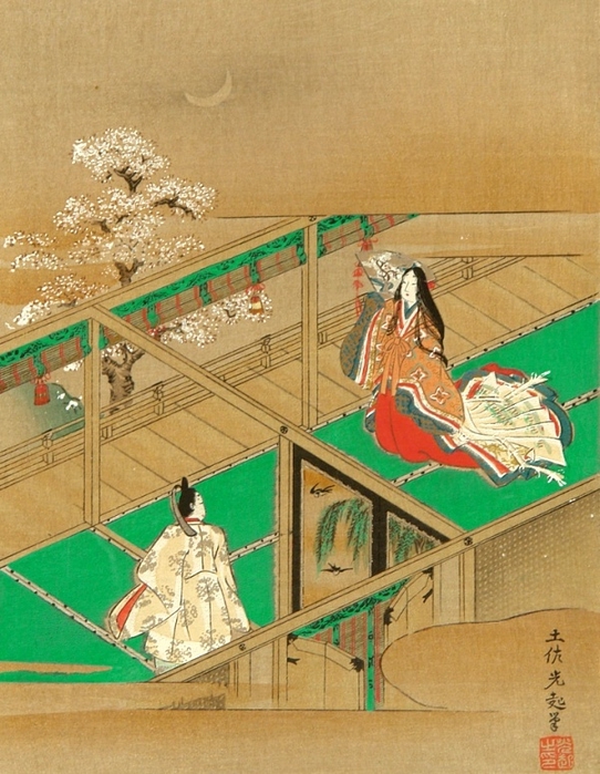 Artist in Tosa School ca. 16001900 - Picture Album by Renowned Tosa School Artists - Lovers in Heian Court. 1892 (542x700, 309Kb)