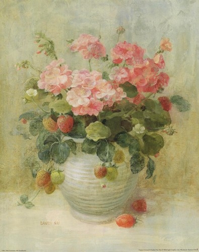 pink-geraniums-with-strawberries-by-danhui-nai (395x500, 116Kb)