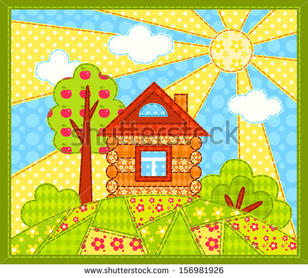 stock-vector-the-house-on-the-hill-patchwork-picture-vector-children-illustration-156981926 (450x407, 92Kb)