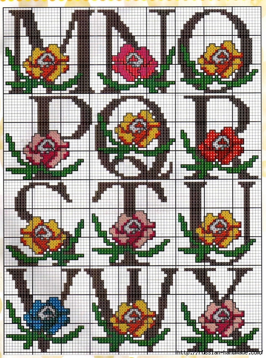 схемы вышивки крестом - цветы (2) (520x700, 460Kb)