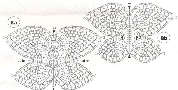 Вязание крючком. Скатерти и бабочки для украшения. Схемы (7) (700x354, 313Kb)
