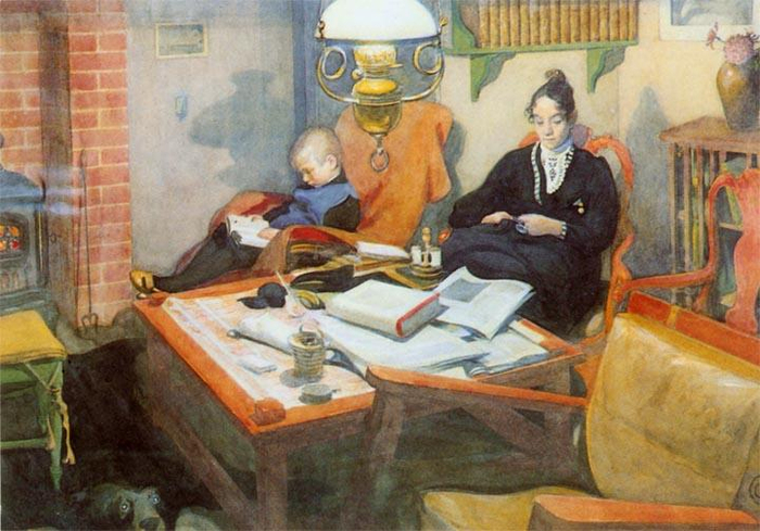 Carl-Larsson-At-The-Evening-Lamp (700x489, 379Kb)