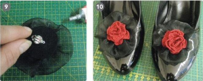 Украшаем туфельки вязаным цветочком (7) (664x266, 440Kb)