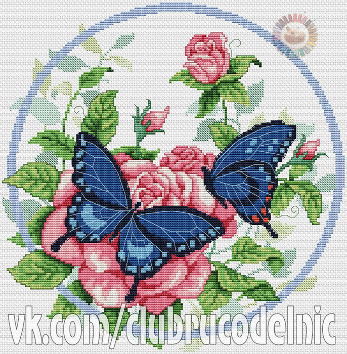 Butterflies'n Roses (686x700, 739Kb)
