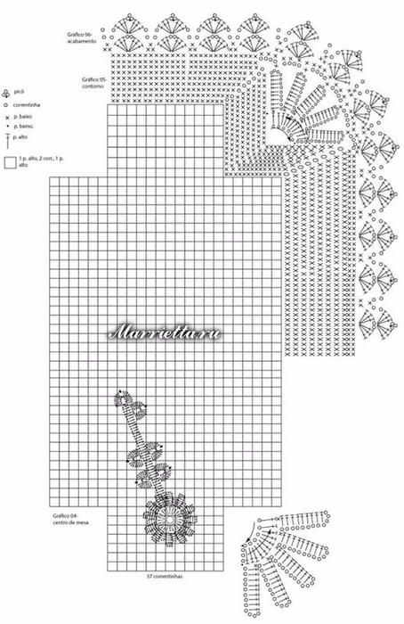 Вязаный коврик с цветочной аппликацией (3) (454x700, 245Kb)