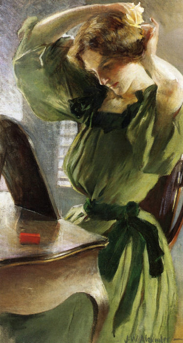 john-white-alexander-young-woman-arranging-her-hair (1) (374x700, 346Kb)