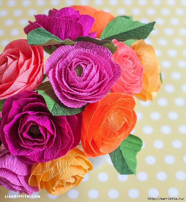 Радужные розы из итальянской гофрированной бумаги (5) (612x664, 300Kb)