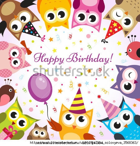 stock-vector-birthday-card-with-owls-121794004 (450x470, 176Kb)