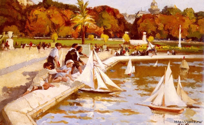 Dupuy_Paul_Michel_Children_Sailing_Their_Boats_In_The_Luxembourg_Gardens,_Paris (700x428, 309Kb)