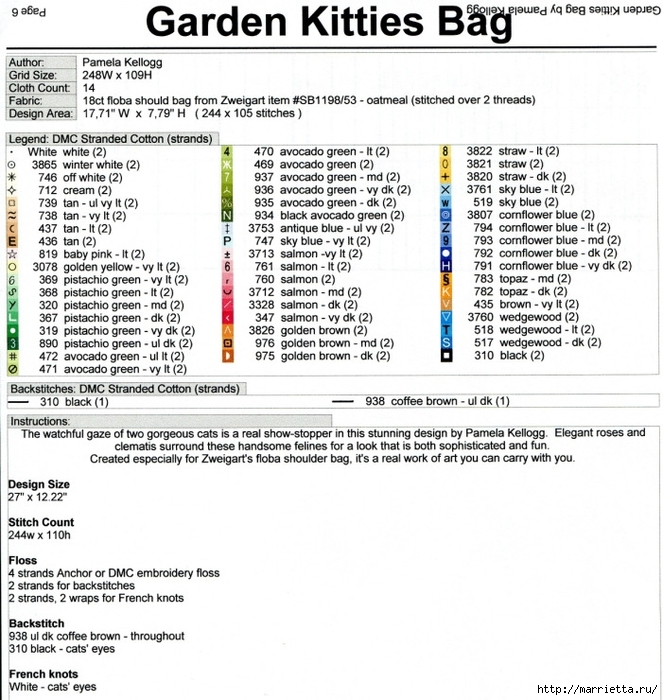 КОШКИ на сумочке и рюкзаке - вязание и вышивка (11) (663x700, 327Kb)