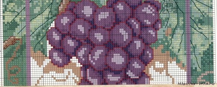 Виноградная лоза. Схемы вышивки крестом (8) (700x280, 236Kb)
