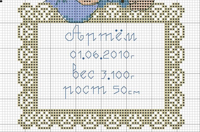 Вышивка крестиком схемы метрики для мальчика 100